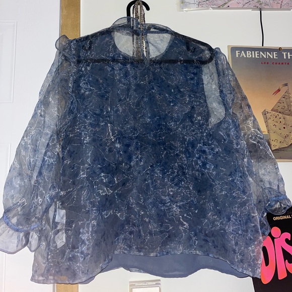 Double layer Blue mesh Zara top - Picture 2 of 4